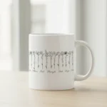 A personalized birth flower poster styled on a teacher’s mug with stationery, symbolizing gratitude and appreciation.