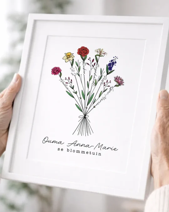Colour Family Birth Flower Poster - A Unique Personalized Gift for Grandmothers and Mothers