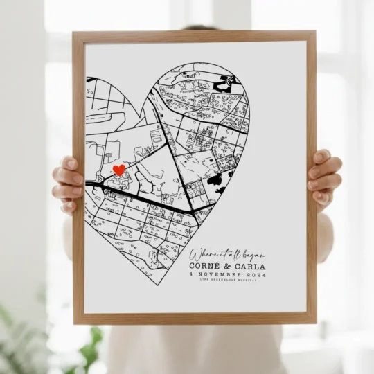 Personalized City Map Print – Custom Location Wall Art with Coordinates | Meaningful Gift for Couples & Homes