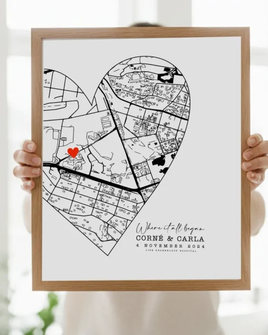 Personalized City Map Print – Custom Location Wall Art with Coordinates | Meaningful Gift for Couples & Homes