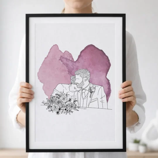 Custom Line Art Custom Gifts Thoughtfull gifting indeas Valentines Gift idea couples gift first anniversary gift paper