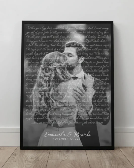 1st Anniversary Gift - Wedding Song Lyrics with Photo Personalized First Dance, Favourite Song Canvas Print