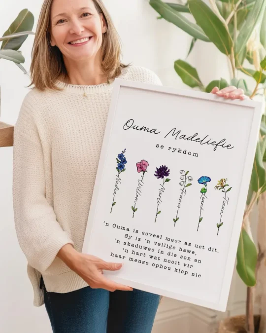 grandmother birthday gift personalised art