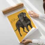 Custom colour pet portrait from photo personalised dog and cat illustration