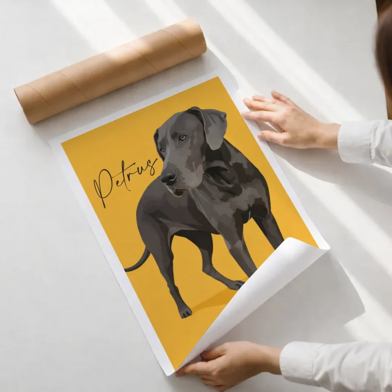Custom colour pet portrait from photo personalised dog and cat illustration