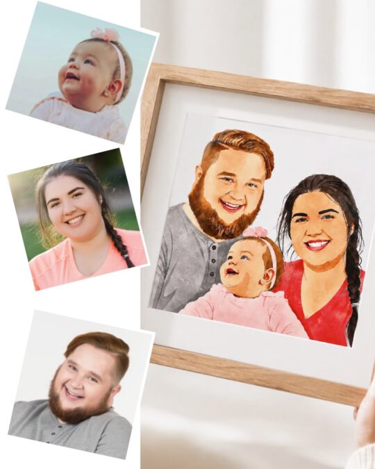 Custom Watercolour Family Portrait | Combine Multiple Photos