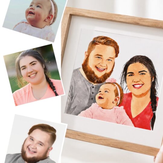 Custom Watercolour Family Portrait | Combine Multiple Photos